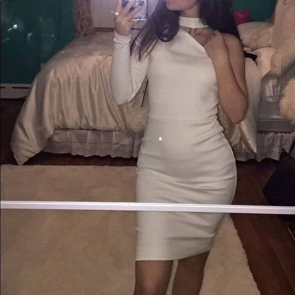 White One Sleeve Bodycon Dress